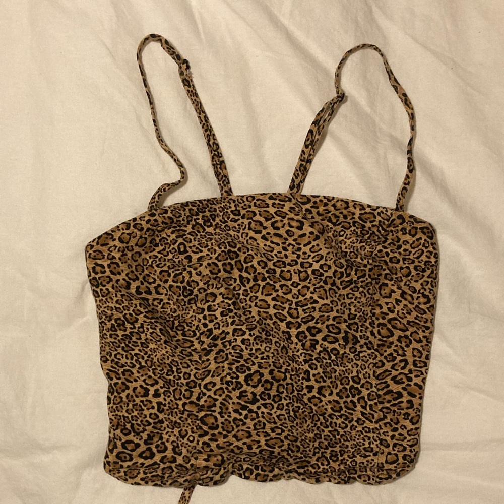 Cheetah print lace up top